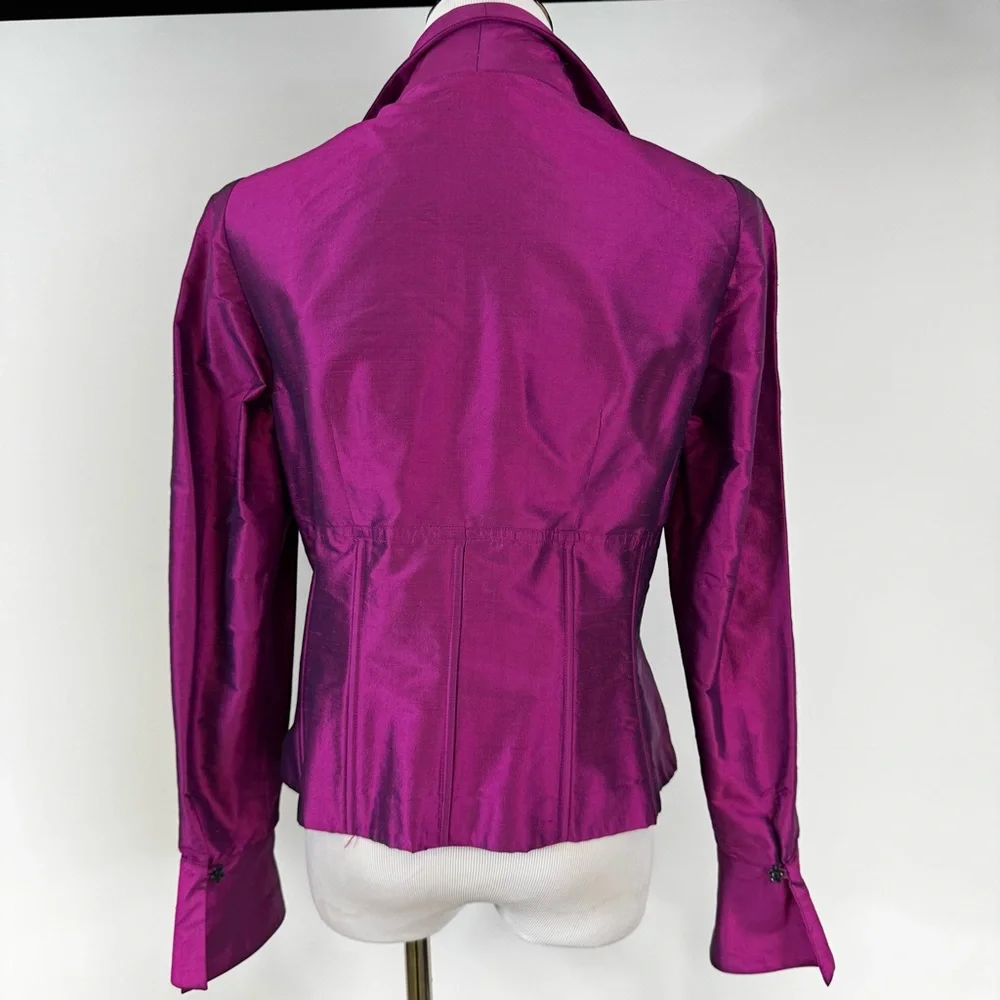 SHANI Stand Collar Silk Shantung Blouse Size 10 NWT - Picture 8 of 10